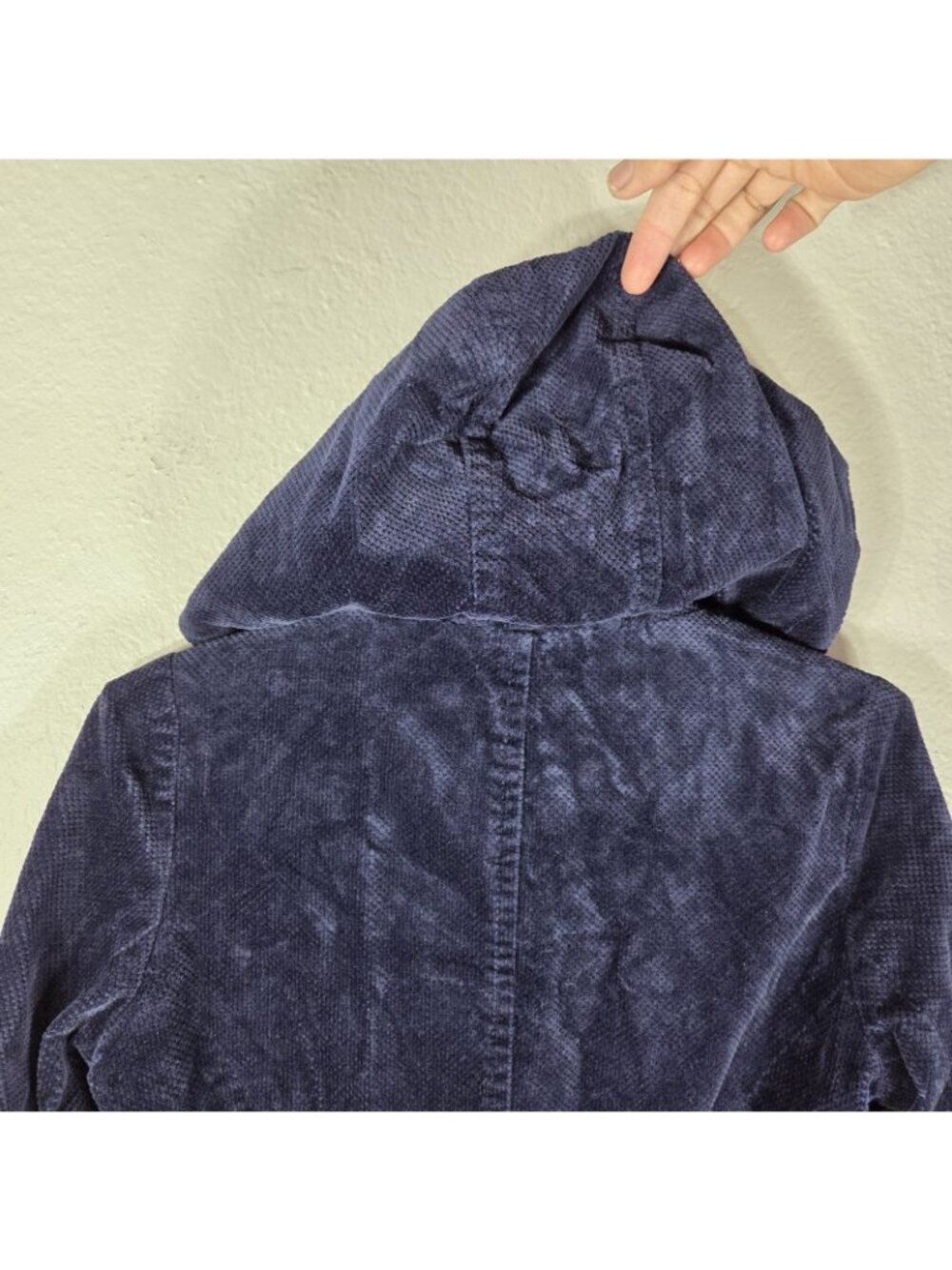 Anthropologie Idra Navy Blue Corduroy Hooded Jacket Size 0 Floral Swirl Lining - Picture 13 of 16